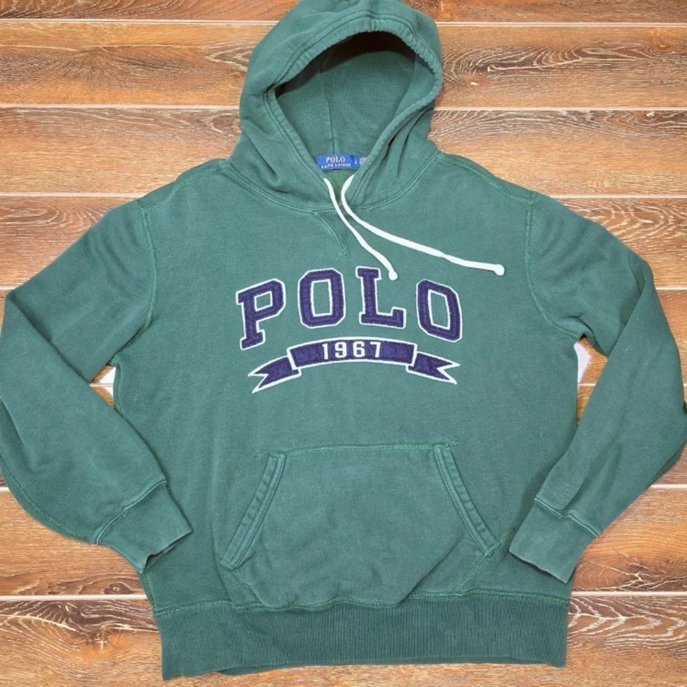 POLO RALPH LAUREN Polo 1967 Print Hooded Sweatshirt In Green Hoodie Mens Large